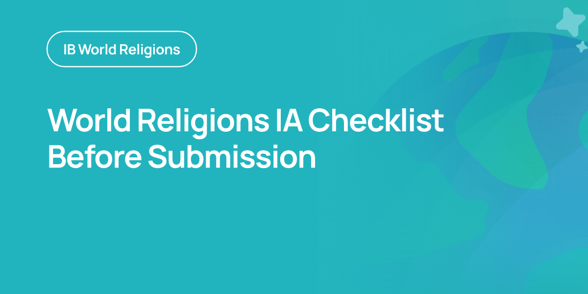 World Religions IA Checklist Before Submission
