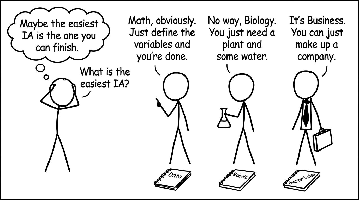 IB students arguing about the easiest IA