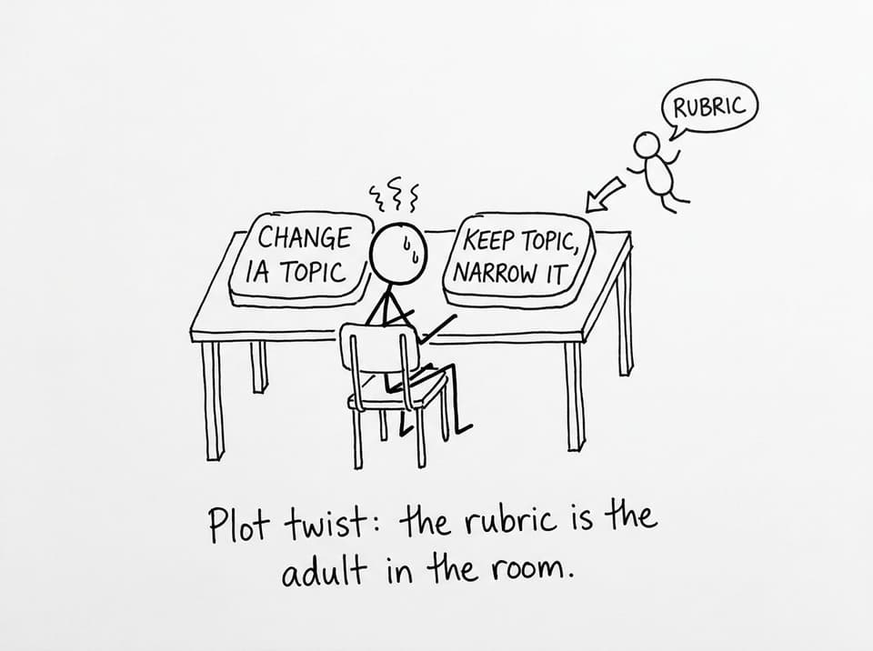 Two buttons: Change IA Topic vs Narrow It