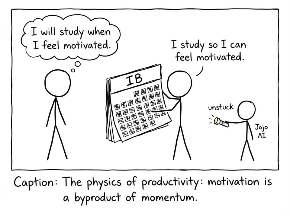 Calendar vs motivation joke with Jojo AI flashlight
