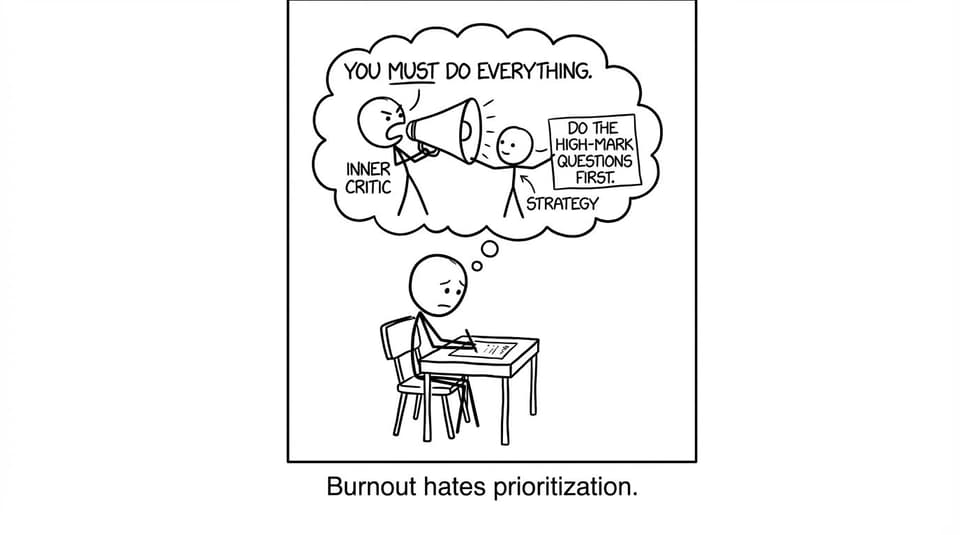 Inner critic vs strategy in an exam hall