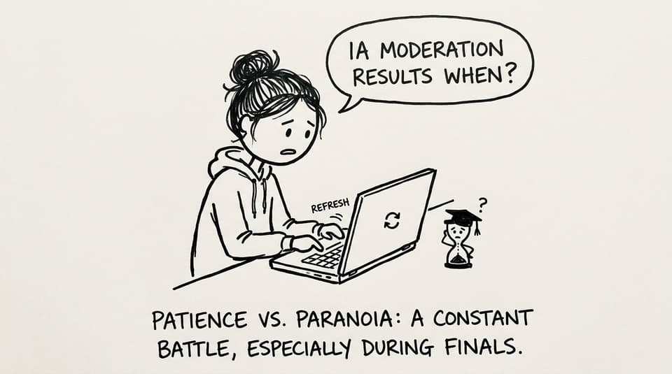 Student refreshing moderation results