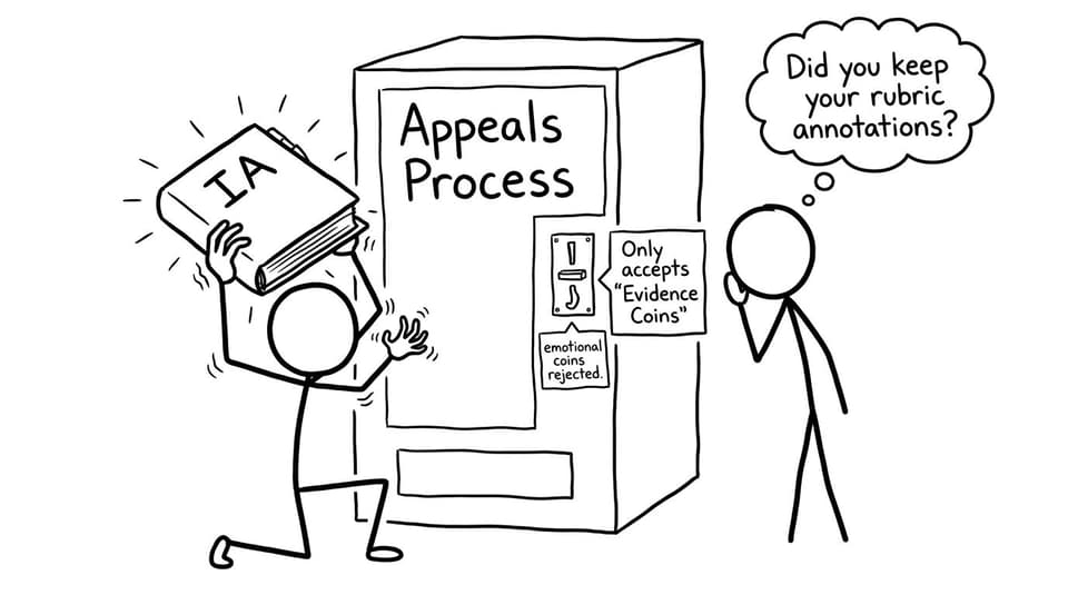 Student facing an appeals vending machine