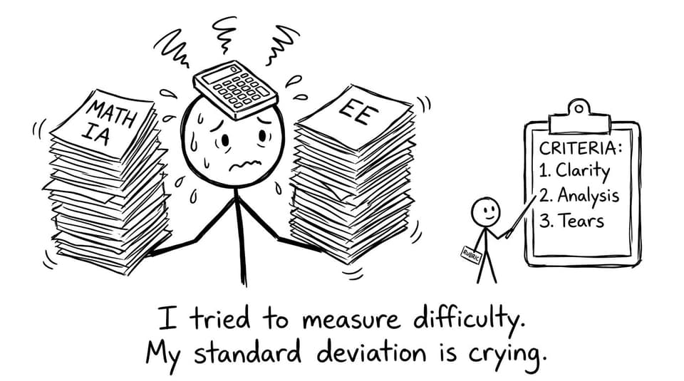 A stressed student measuring difficulty