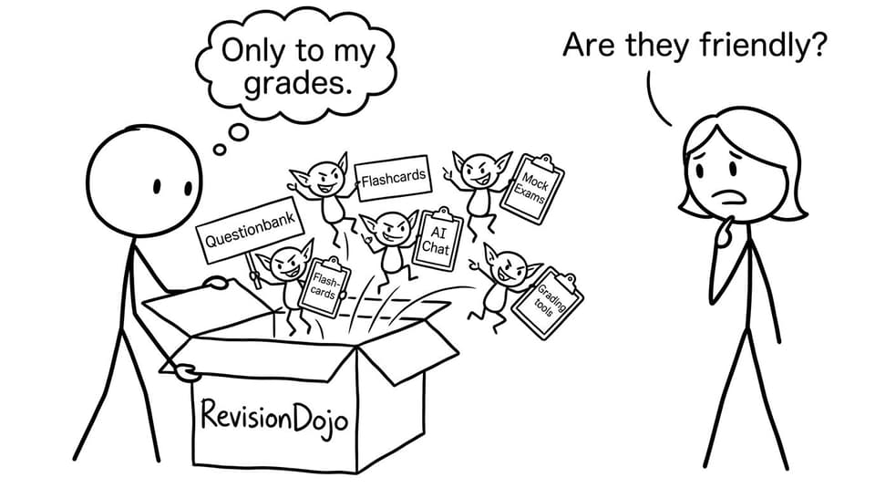 Student opens RevisionDojo box and tools pop out