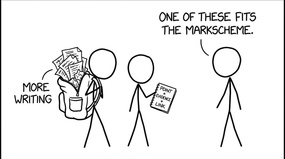 Backpack labeled More Writing vs small notebook