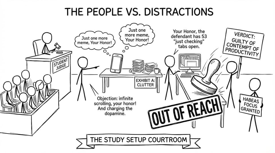 Distractions on trial courtroom comic