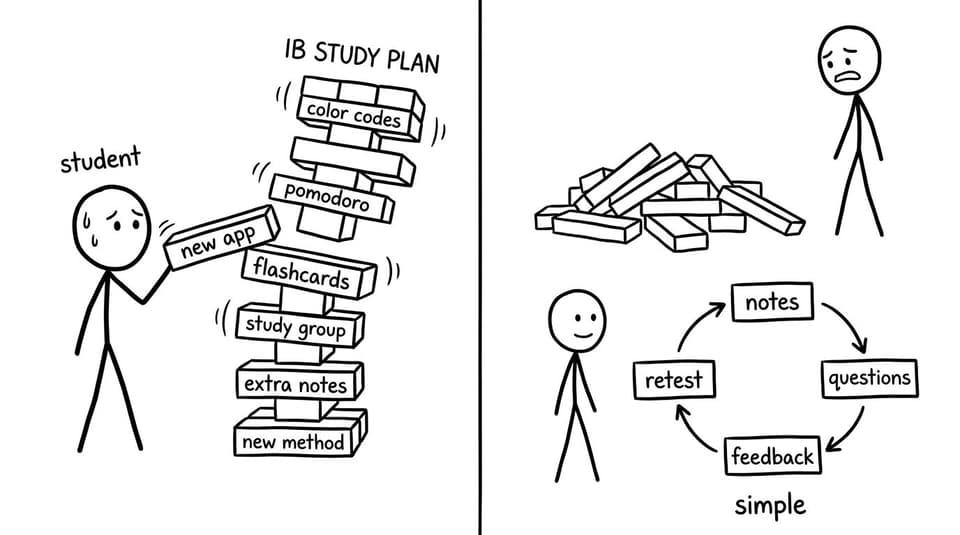 A funny comic about overcomplicated study plans collapsing