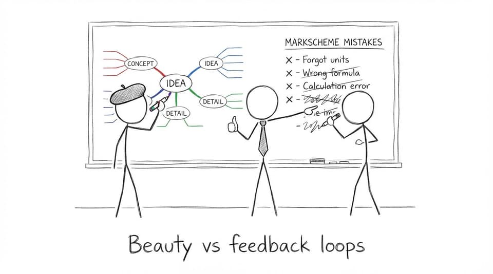 Perfect mind map vs messy “markscheme mistakes” checklist