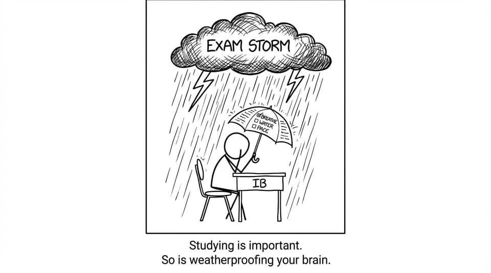 A student uses a calm routine like an umbrella in an exam storm