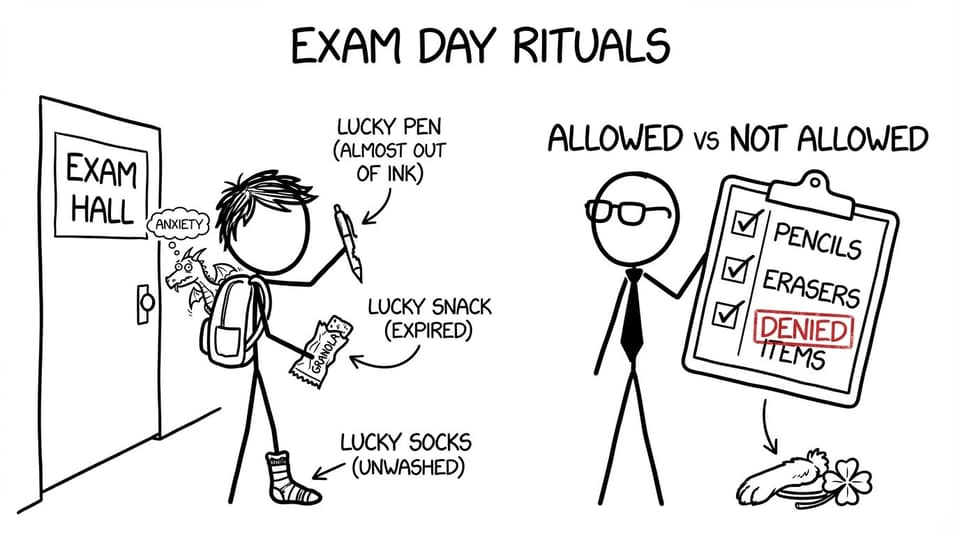 Exam hall “allowed vs not allowed” ritual chaos