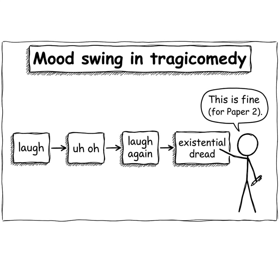 A silly flowchart of tragicomedy mood swings