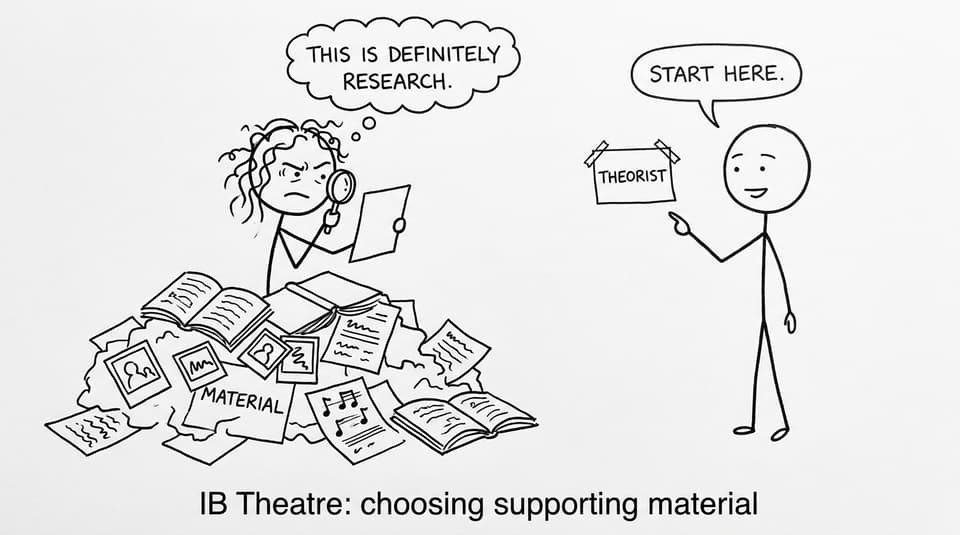 IB Theatre student drowning in "material"