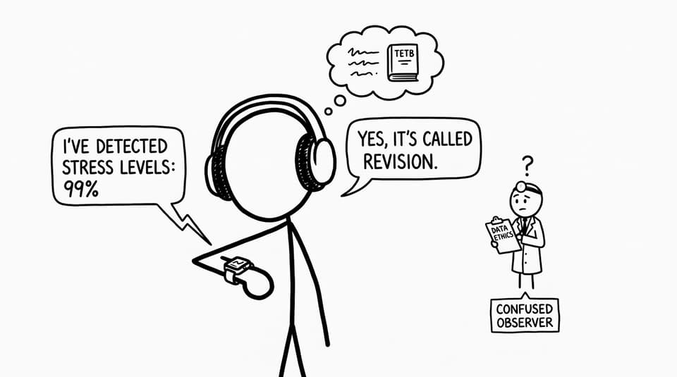A smartwatch diagnosing revision stress