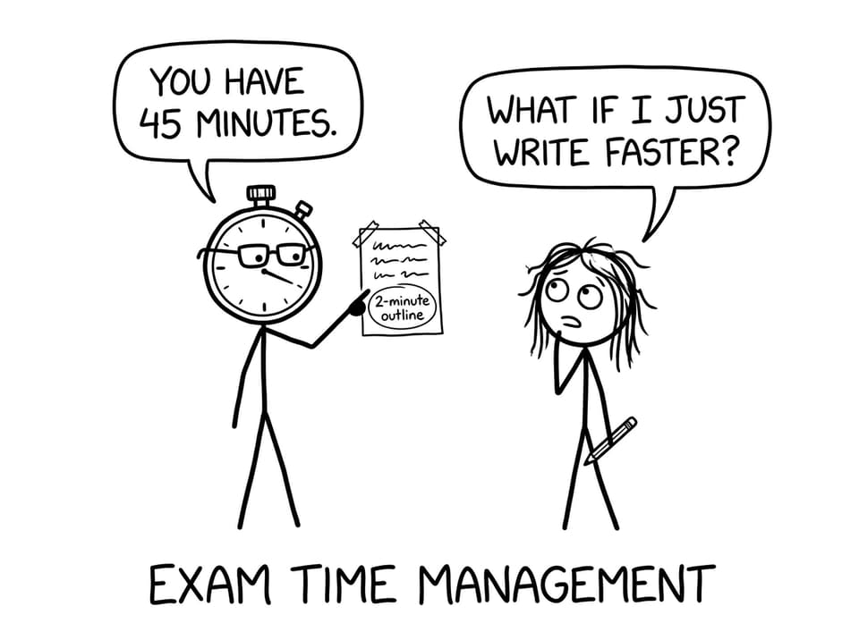 Stopwatch coaching a student to outline first