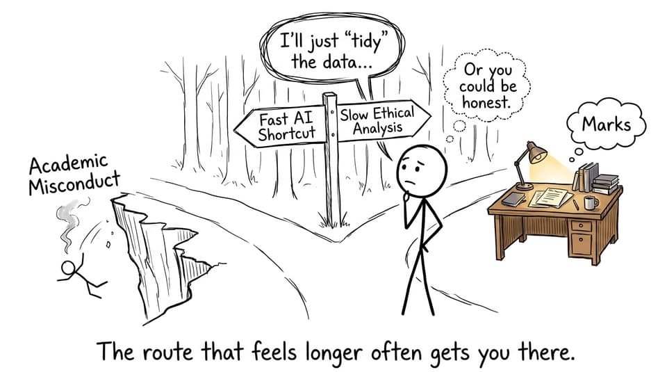 Two paths joke about shortcuts vs ethics