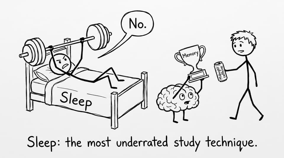 Comic about sleep lifting weights for memory