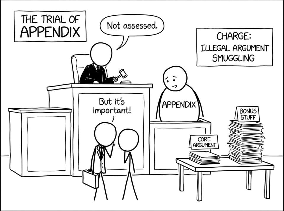 A courtroom puts the Appendix on trial for argument smuggling