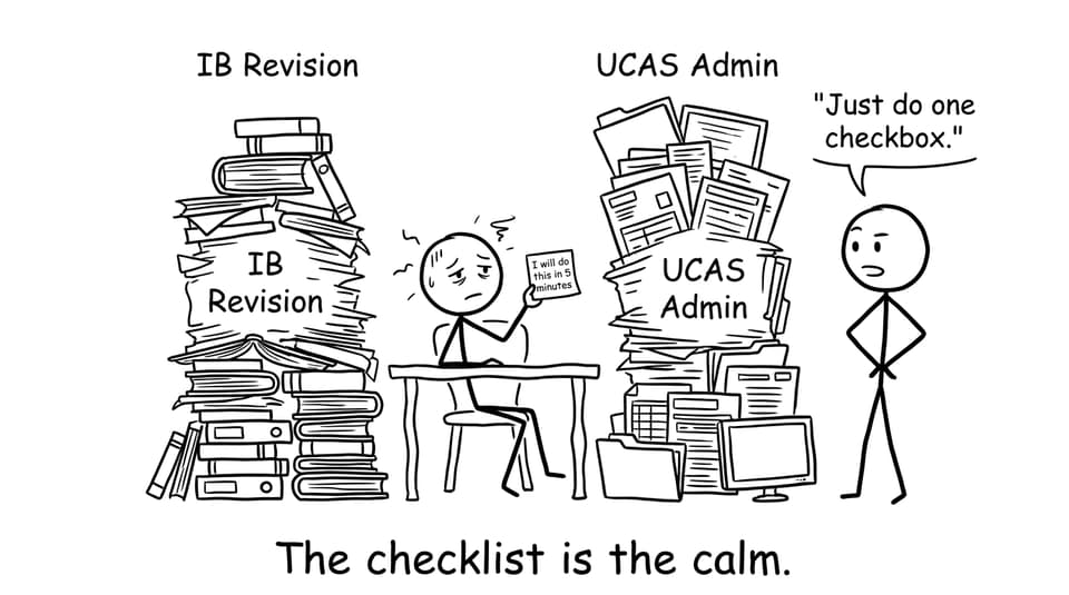 IB Revision vs UCAS checklist comic