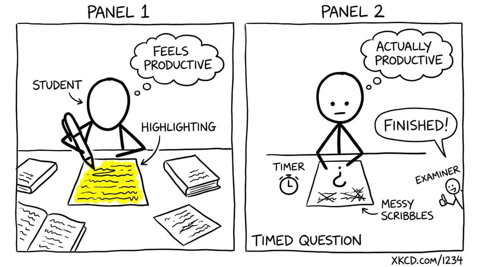 Highlighting feels productive vs timed questions