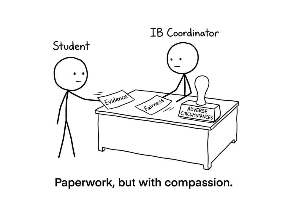 IB coordinator stamp and paperwork joke