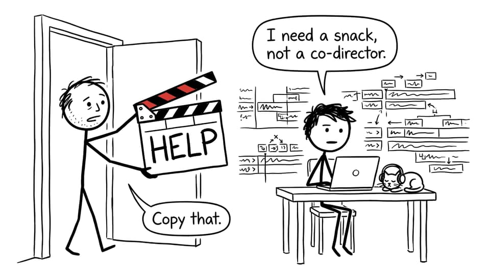 A parent learns that the best filmmaking support may be snacks rather than creative control