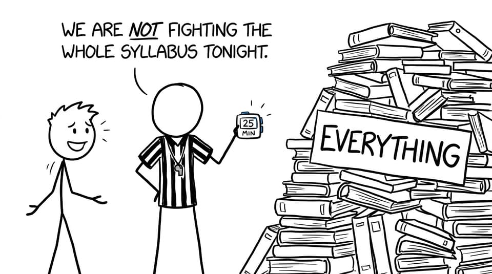 A parent negotiates with the entire syllabus using a small timer