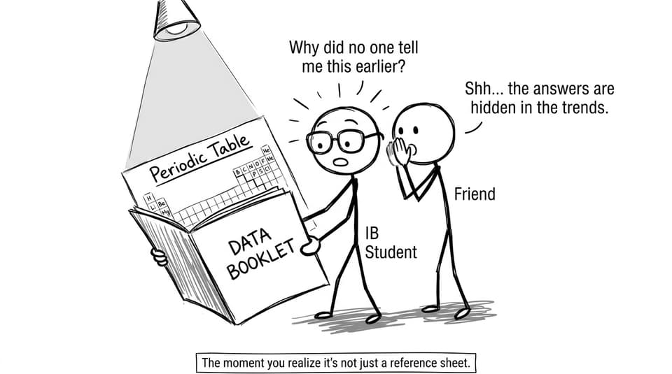 Student discovers the data booklet “treasure map”