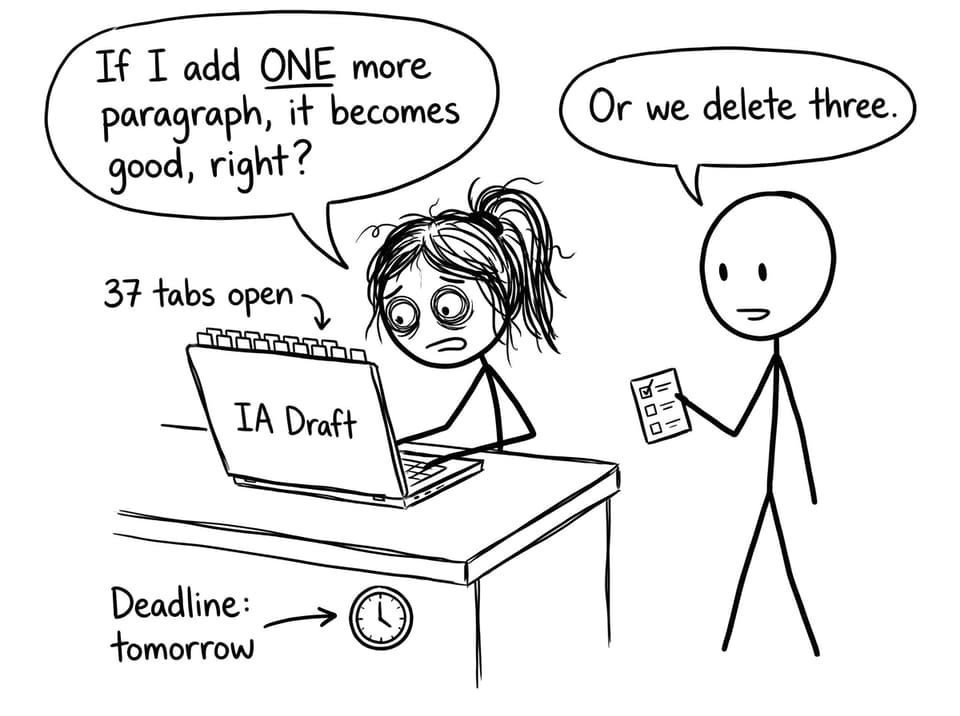 Student with 37 tabs and a checklist