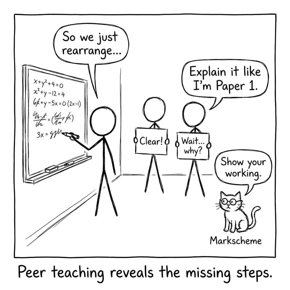Peer teaching reveals the missing steps.