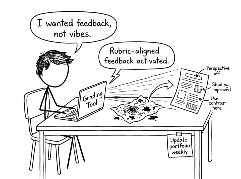 Rubric-aligned feedback comic