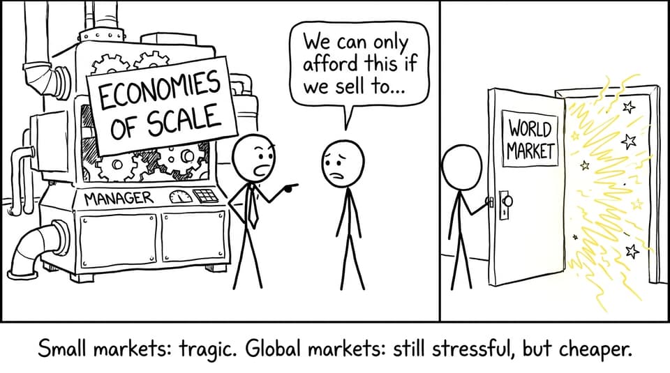 Economies of scale world market door joke