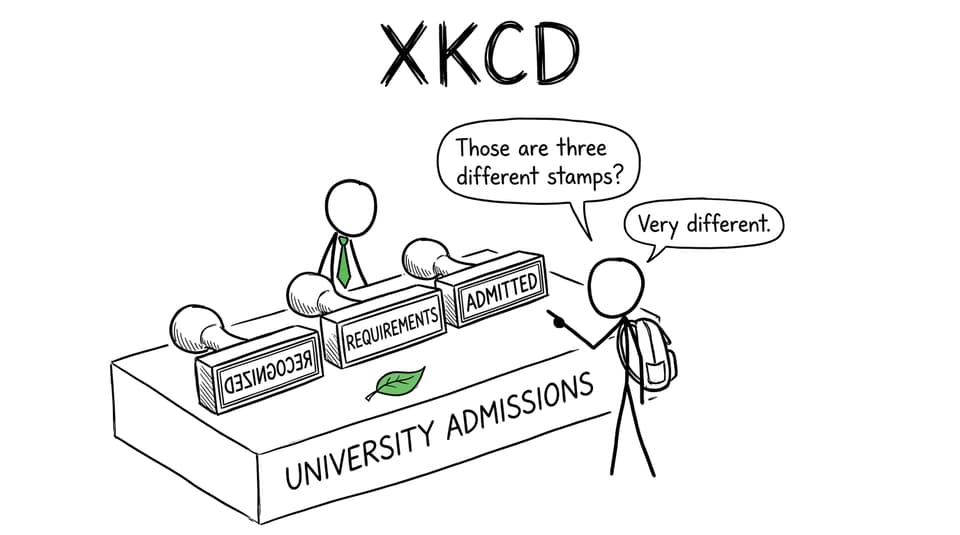 A student learns that recognition, requirements, and admission are three different decisions