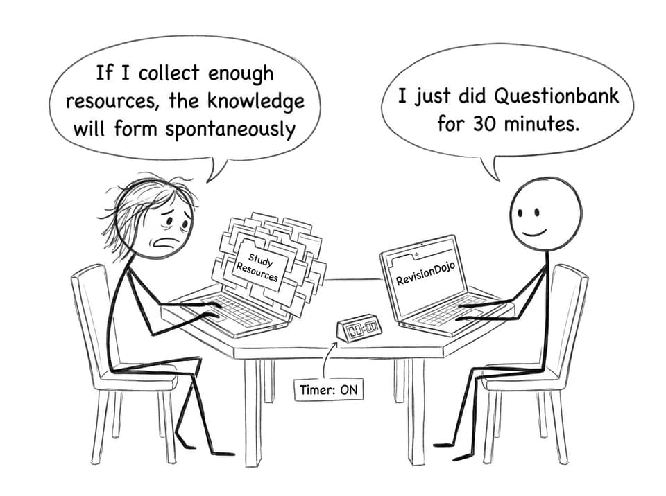Two students: one with 37 tabs, one calm
