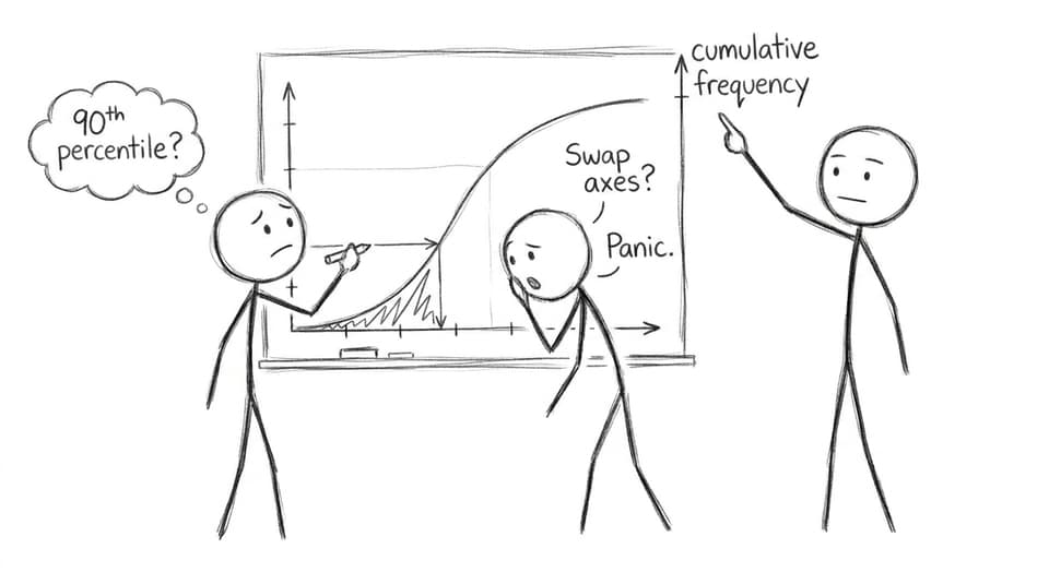 Comic: cumulative frequency panic