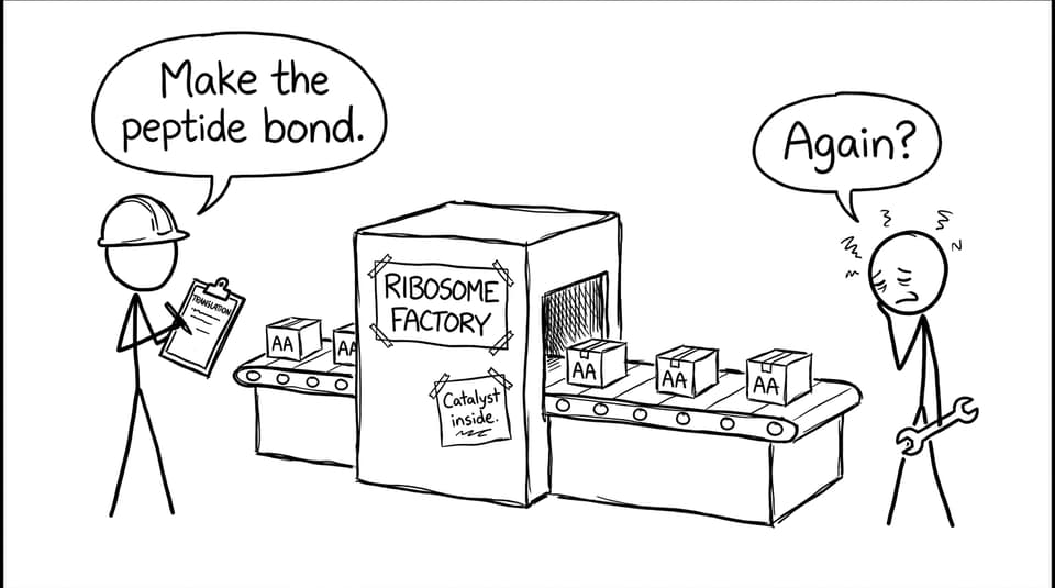 A ribosome factory where workers are told to make peptide bonds again