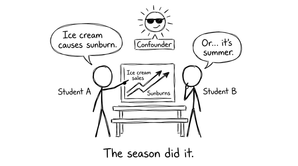 Ice cream and sunburn confounder comic