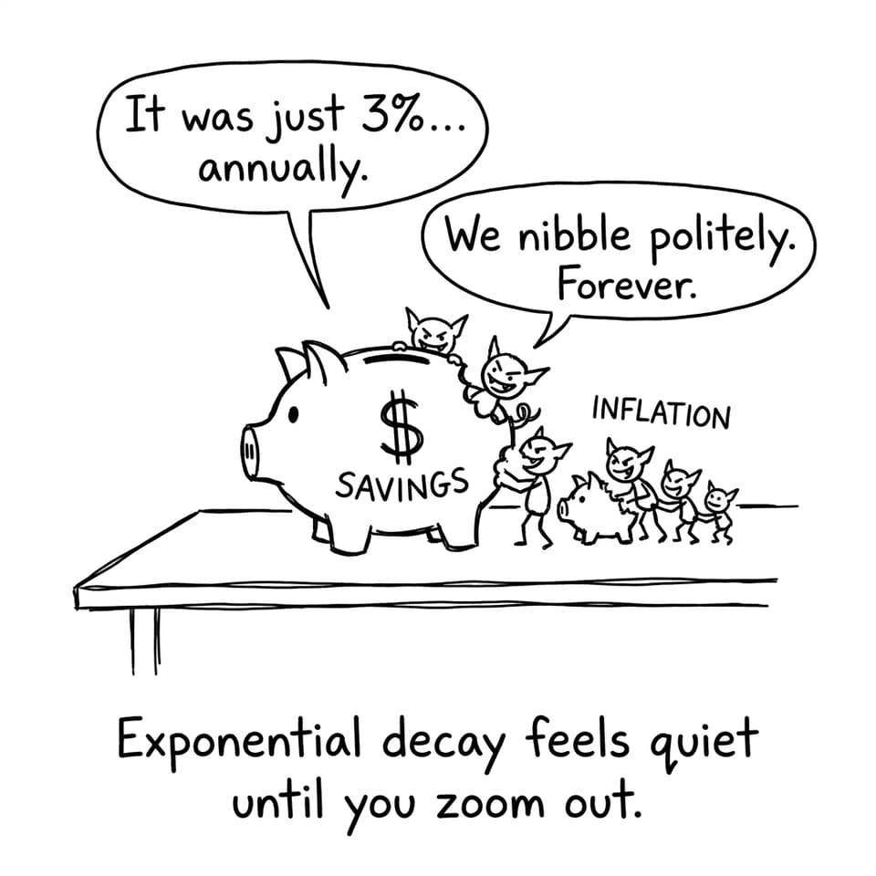 Inflation gremlins nibbling a piggy bank