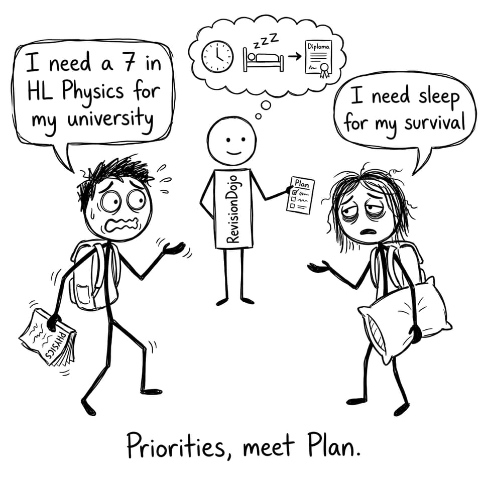 Two students debate needs: grades vs sleep