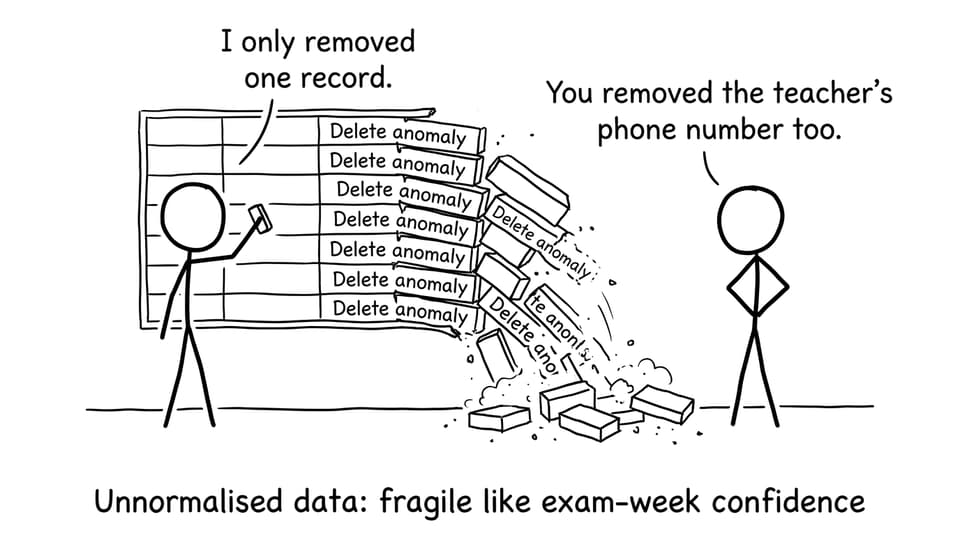 Delete anomaly as Jenga