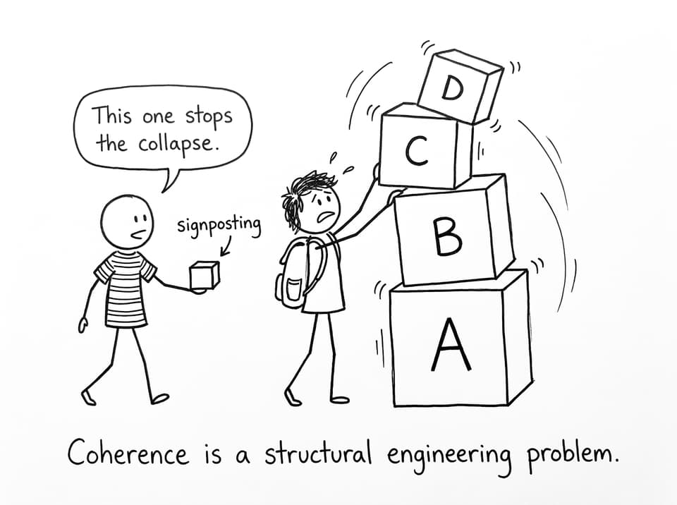 Blocks labeled A B C D wobbling