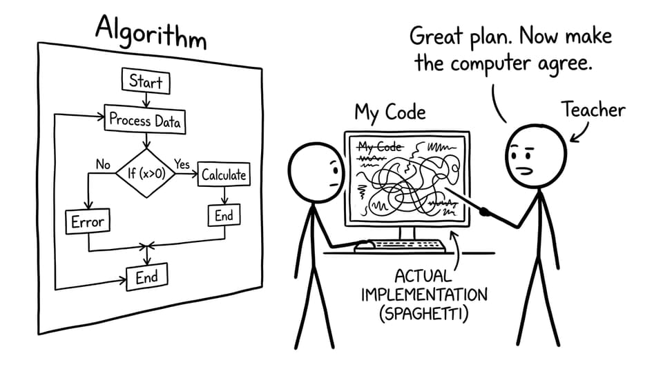 Algorithm vs spaghetti code joke