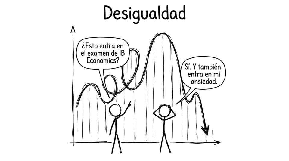 Dos estudiantes frente a una montaña rusa de desigualdad