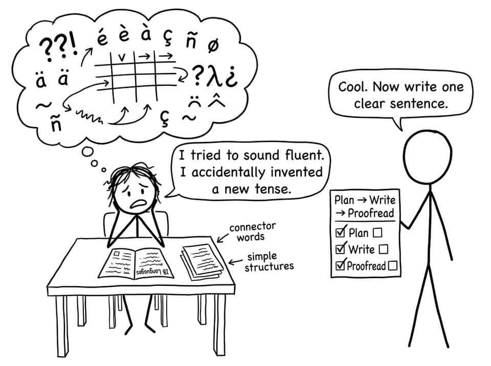 Student vs checklist in an IB Languages exam