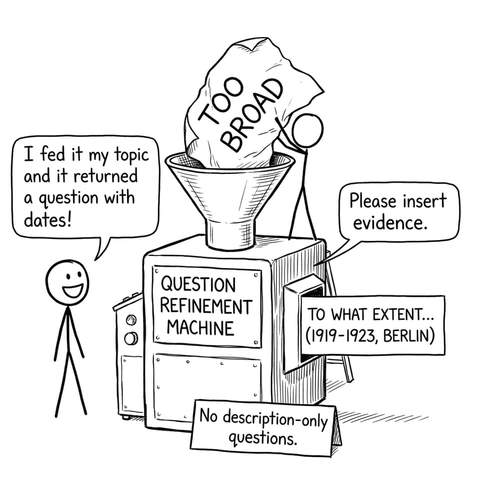 Comic about refining a question with dates and evidence