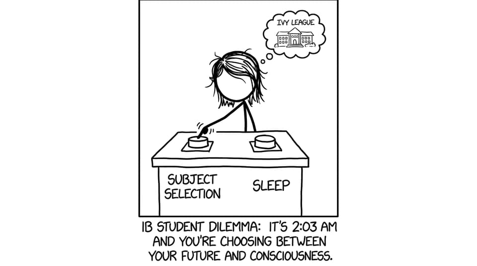 Student choosing between Subject Selection and sleep