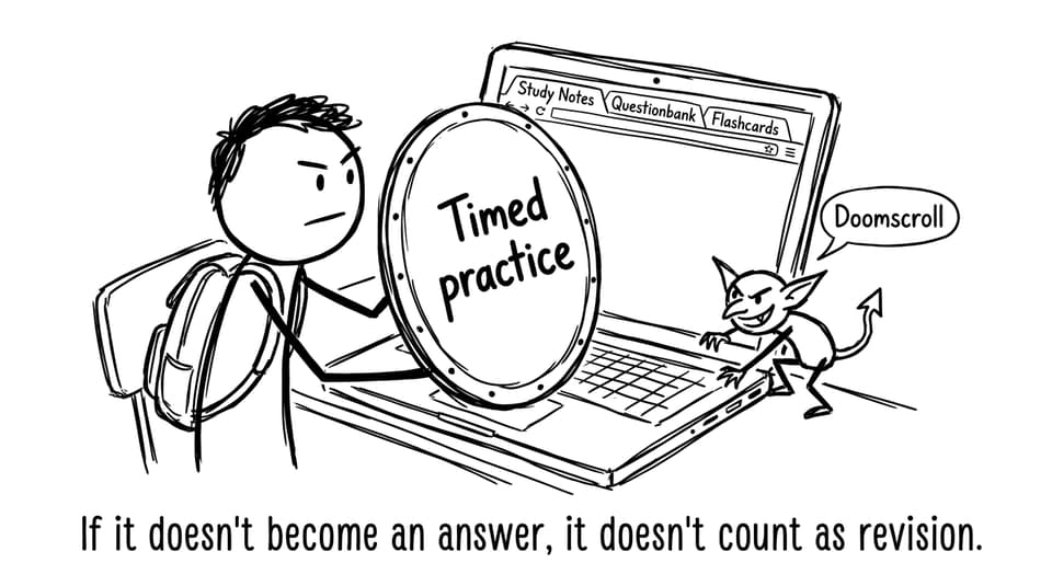 A gremlin tries to replace revision with doomscrolling