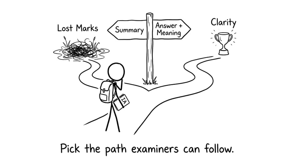Comic about choosing summary vs answer + meaning