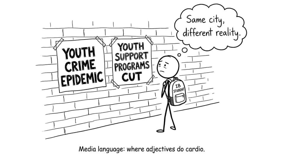 Student comparing two headlines in a comic