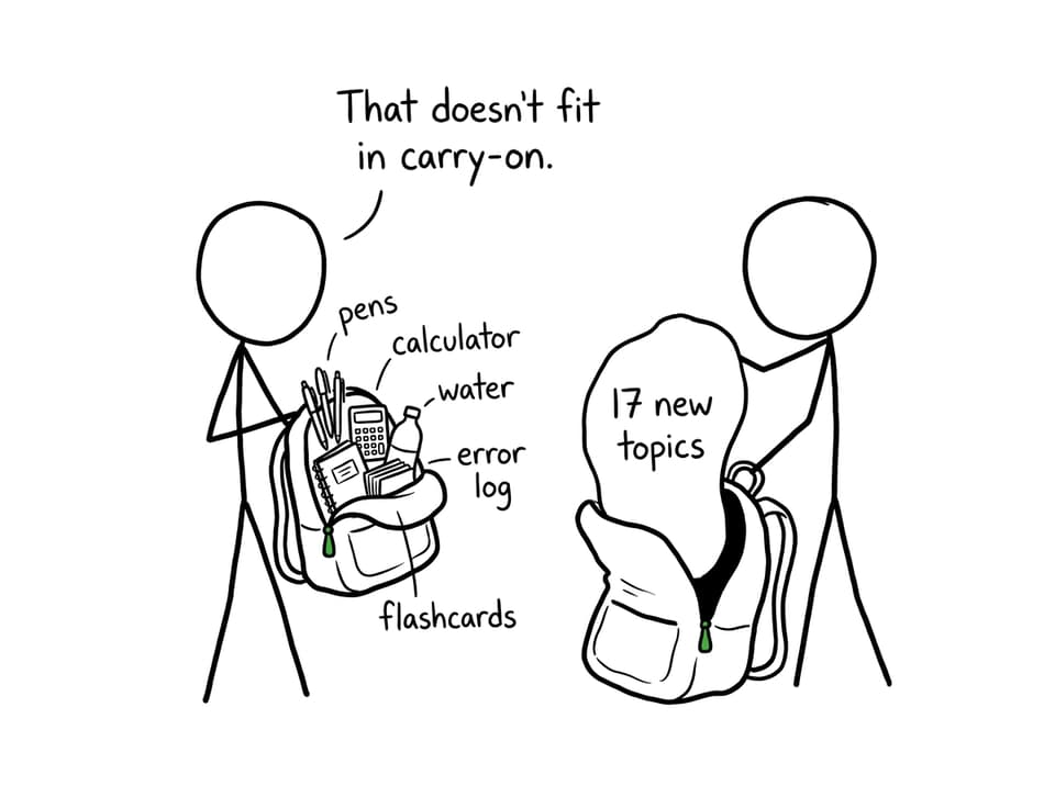 Backpack check before exam day